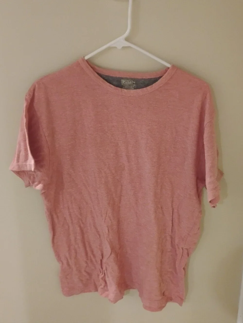 Polo By Ralph Lauren Mens Heathered Pink Textured Short Sleeve Tee Shirt M